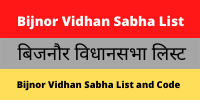Bijnor Vidhan Sabha List 